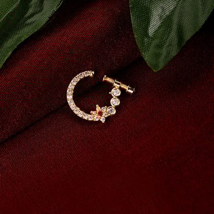 Red-White Gold Nose Pin-Red-White / Gold Plated
