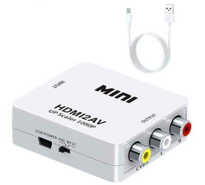 Mini HDMI to AV ,HDMI to RCA, 1080P CVBS AV Composite Video Audio Converter Adapter Media Streaming Device Supports PAL/NTSC  for PC Laptop HDTV DVD
