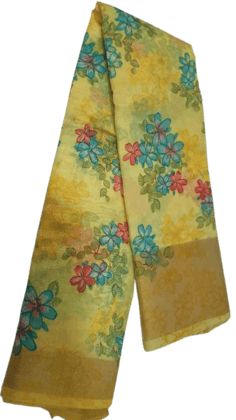 Elegant Embroidered White Silk Saree