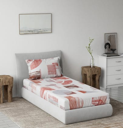 DDECOR - Radiance Collection 100% Cotton Contemporary Pattern 145TC Single Bedsheet|152 CM X 224 CM| - Red