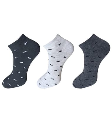 3_Pair Set Unisex Casual Cotton Printed Ankle Length Socks (Multicolor)-PID54099 3_Pair Set Unisex Casual Cotton Printed Ankle Length Socks (Multicolor)-PID54099