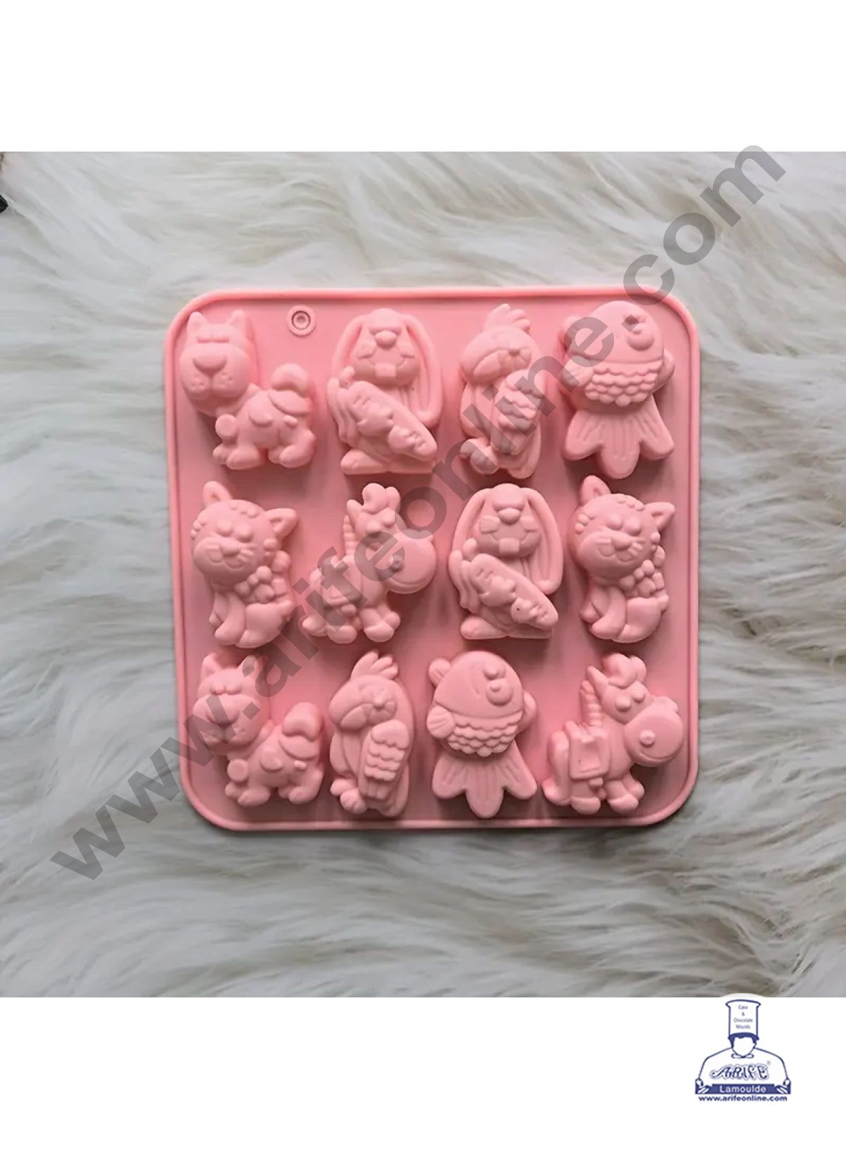 12 Cavity Different Shape Cute Dog Rabbit Parrot Fish Shape Mould Chocolate Silicon Mould - CAKE DECOR™