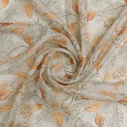 FAB VOGUE Studio Kota Doria Digital Printed Fabric - Elegant Floral Design