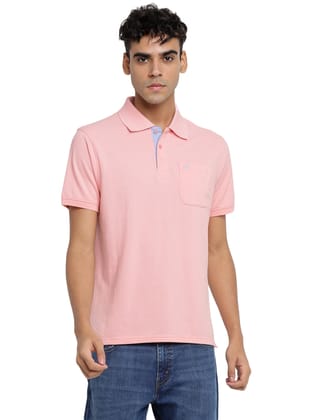 Polo Collar T-Shirt for Men with Pocket - Crystal Rose-S / Crystal Rose