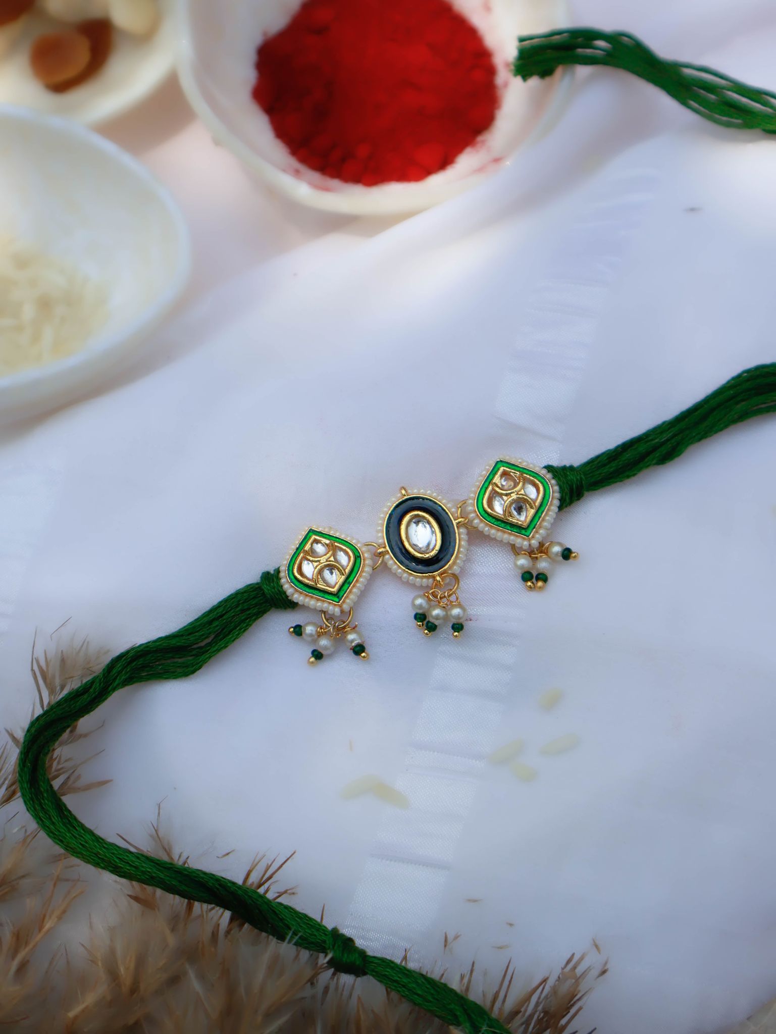 Umang Green Meenakari Rakhi-Green