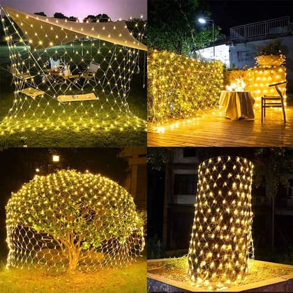 SPARKWORLD LED Net Mesh String Lights - Diwali Lights, LED Lights For Home Decoration 192 Leds 8 Modes (3X2M Warm-White)(Pvc) | Colour: Yellow