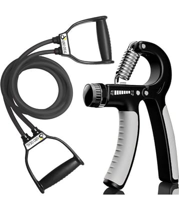 AJRO DEAL Double Resistance Toning Band & Adjustable Hand Grip Strengthener for Exercise/Stretching, Forearm Exercise