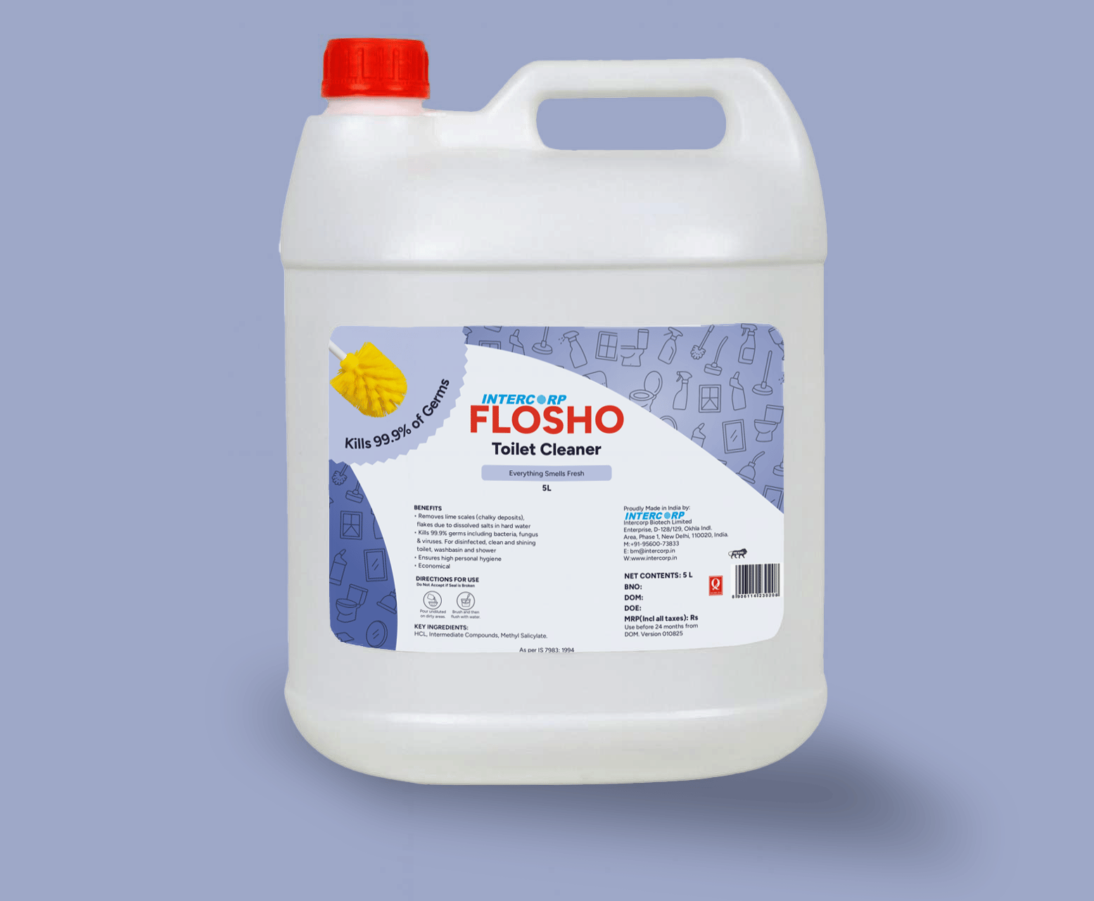 INTERCORP FLOSHO Toilet Cleaner, 5 Liter Jumbo Saver Pack