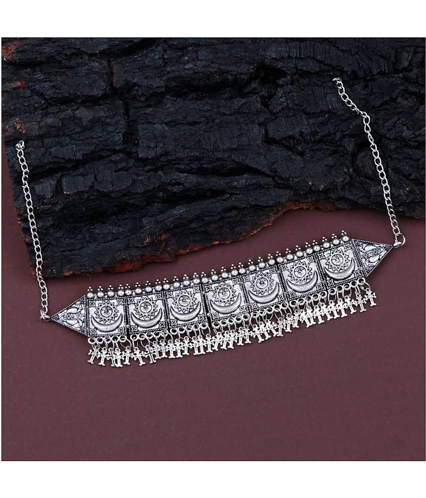 ShreejiHuf Alloy Silver Traditional Necklace Choker
