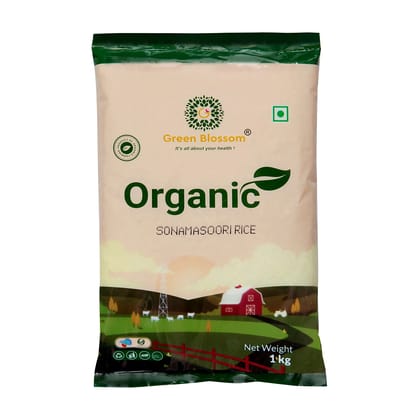Organic Sona Masoori Rice (White) - 1Kg (Pack of 1) I Green Blossom (Weight - 1Kg) by green blossom agritech ventures private limited