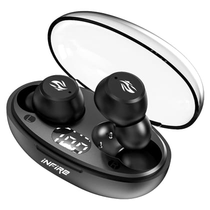 iNFiRe FireBud 62 True Wireless EarBuds upto 15 Hours PlayTime ,Led Display ,5.3 BT Version , IPX 5-Fusion Black