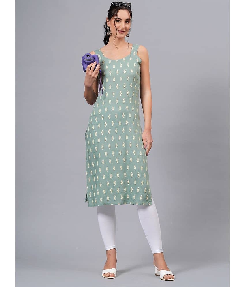 HIGHLIGHT FASHION EXPORT Rayon Printed Straight Women's Kurti - Grey ( Pack of 1 )