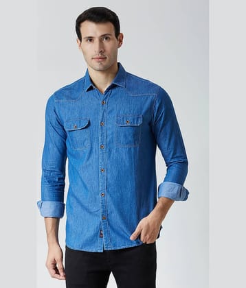 HJ HASASI Denim Regular Fit Solids Full Sleeves Men's Casual Shirt - Blue ( Pack of 1 )
