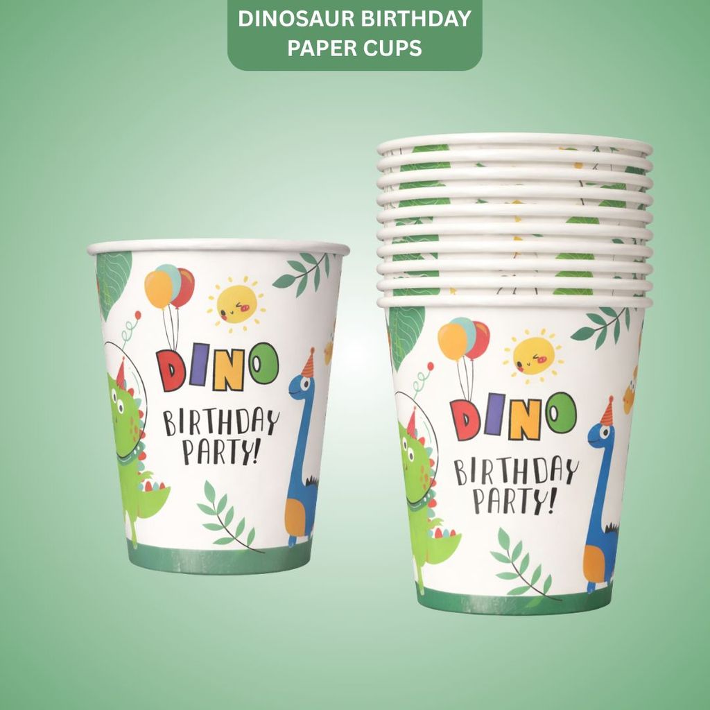 Dinosaur Birthday Paper Cups - 10PC - Party and Festive Needs | Buy online on ZillyBuy
