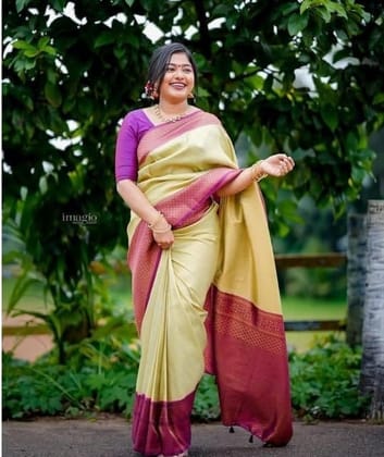 Women's Soft Lichi Silk Printed Saree With Unstitched Blouse 5.5Mtr (Light-Green)-PID63608