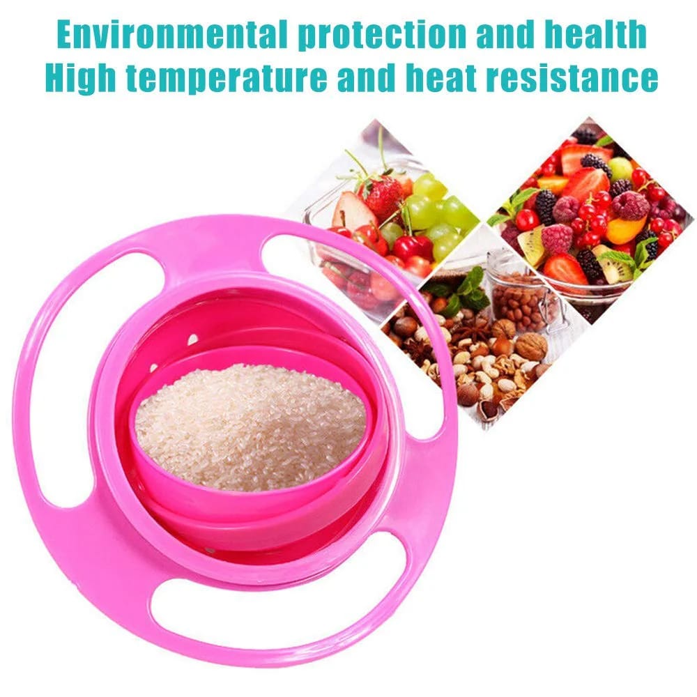 Portable Non Spill Feeding Toddler Gyro Bowl 360 Degree Rotating Dish/Bowl for lunch