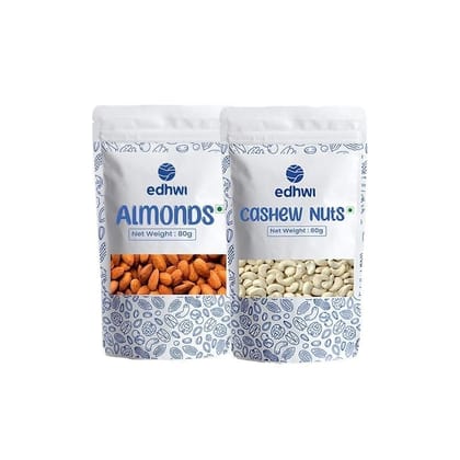 Edhwi Nuts Combo Pack Almond (80g), Pepper Cashew(80g) Pack of 2