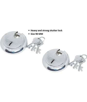 Set of 2 Premium Quality round lock and key for shutter, shop, home, room, 90 MM