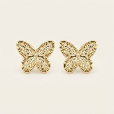Gold Filigree Butterfly Studs | Gold-Tone Anti-Tarnish Imitation Jewellery - Earrings | Buy online on ZillyBuy
