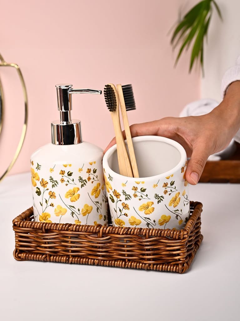 VON CASA 3Pcs Printed Ceramic Bathroom Set