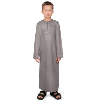 Kurvig Omani Brown Boys Thobe-B1