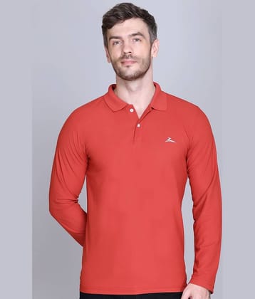 Zeffit Pack of 1 Polyester Regular Fit Solid Full Sleeves Men's Polo T Shirt ( Rust )