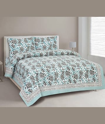 CLOTHORO Cotton 1 Double King Bedsheet with 2 Pillow Covers ( Multicolor )