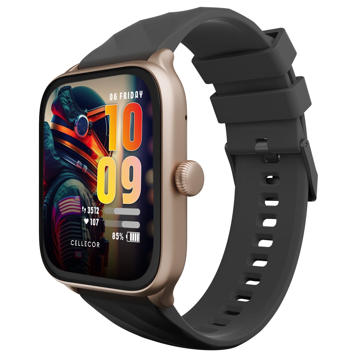 CELLECOR E1 Flex 1.83" (46.48mm) HD Display Smart Watch, 500 Nits, 60Hz Refresh Rate, Bluetooth Calling, AI generated Watch Faces, 100+ Sports Modes, Health Suite, Voice Assistance (Gold Pink)