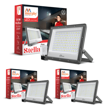 Murphy Steller 150W Led Waterproof with Auto On/Off Day Night Light Sensor Flood Light (Cool White, BIS Approved)-Cool White / Pack of 3