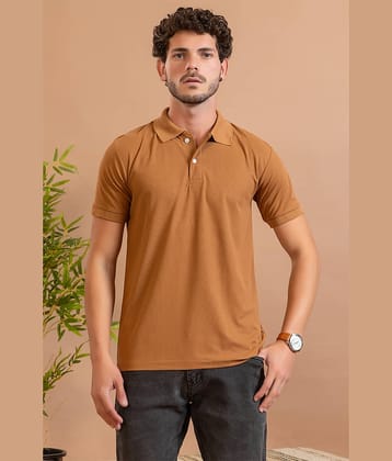Zeffit Men Cotton Blend Regular Fit Printed Polo T Shirt ( Beige )