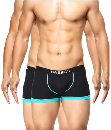BASIICS By La Intimo Pack of 2 Cotton Trunks For Men's ( Black )