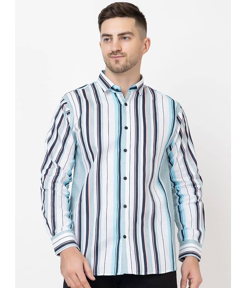 MODERNITY Cotton Blend Regular Fit Striped Full Sleeves Men's Casual Shirt - Blue ( Pack of 1 )