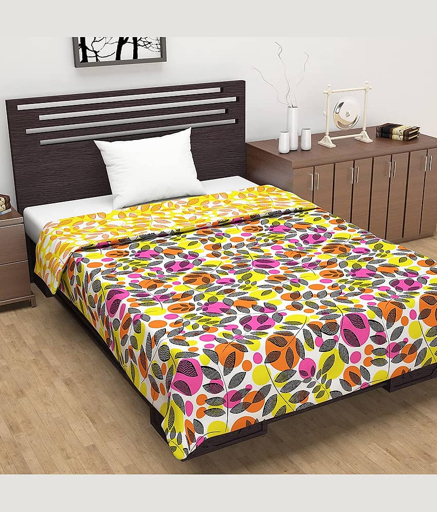 DIVINE CASA Single Polyester Pink Floral Dohar