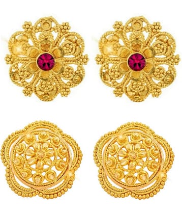 Vighnaharta Sizzling Charming Alloy Gold Plated Stud and Chandbali Earring Combo set For Women and Girls  Pack of- 2 Pair Earrings-VFJ1117-1140ERG