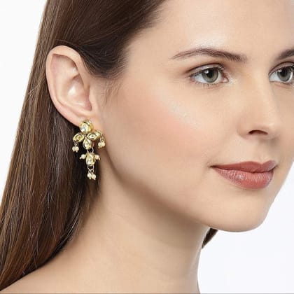 Gold-Toned White Classic Drop Earrings