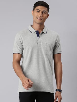 Classic Polo Men's Polo Neck Grey Slim Fit T-shirt | 4SSN 224 Classic Polo Men's Polo Neck Grey Slim Fit T-shirt | 4SSN 224