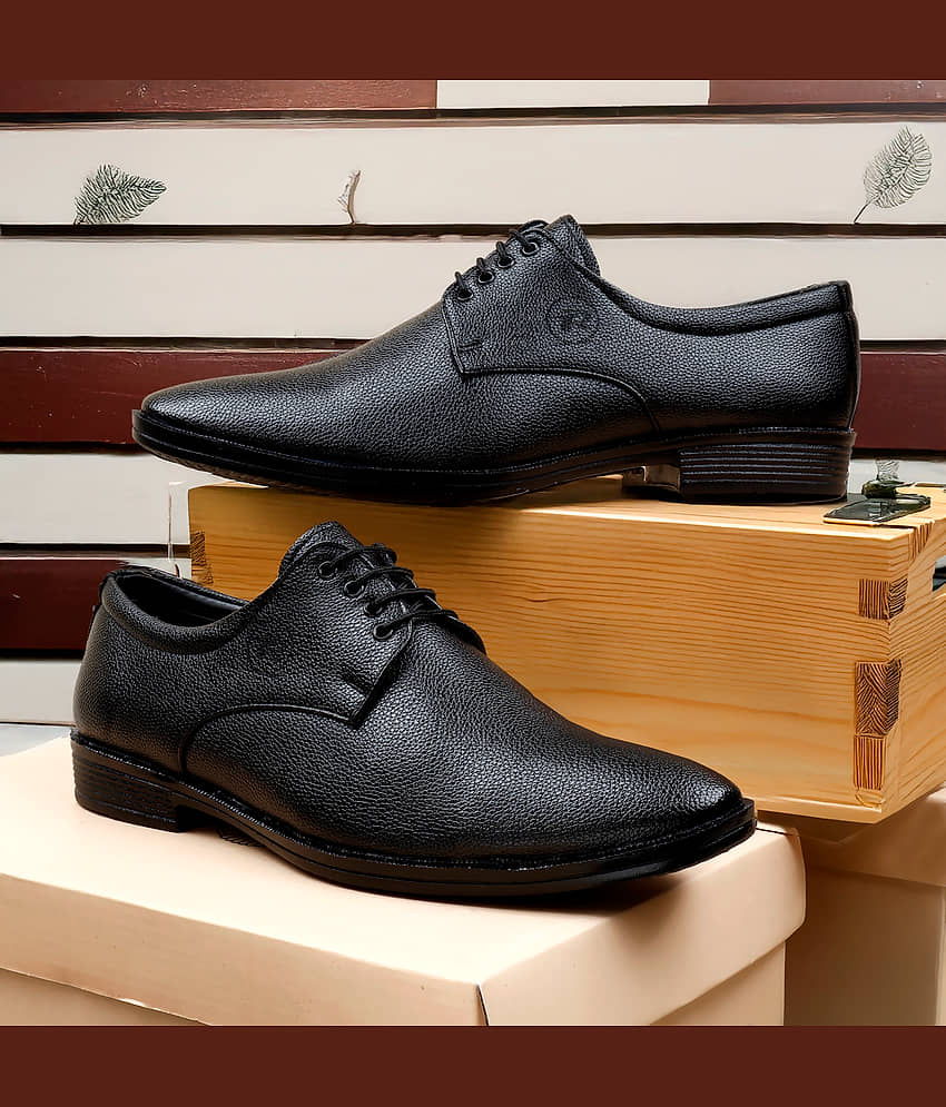 TR Black Men's Derby Formal Shoes