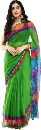 Women's Solid Pure Chiffon Saree With Blouse Piece