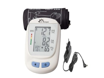 Dr. Morepen Bp Monitor 09 Fully Automatic BP Monitor with AC/DC Adaptor and Charger (White)