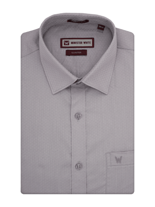 Mens Premium Poly Cotton Regular Fit Grey Colour Shirt Gloster-36 / F/S / Grey