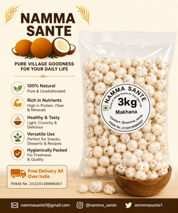 Makhana, Fox Nuts, Lotus Seeds, Phool Makhana, Gorgon Nut 3kg