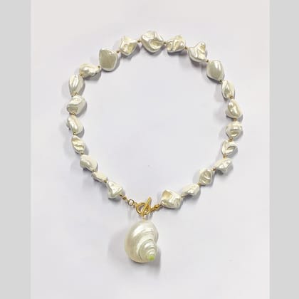 Conch Shell Pearl White 18K Gold Anti Tarnish Necklace For Women