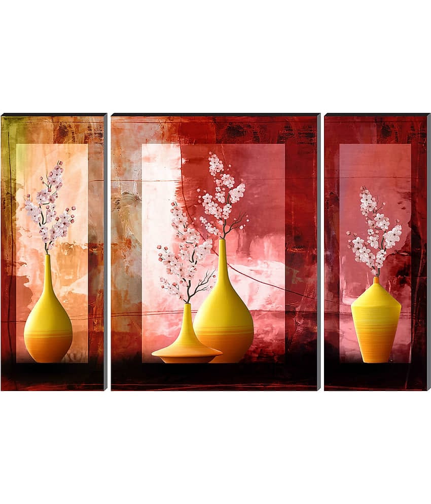 Saf Premium flowers pot wall hanging MDF Painting