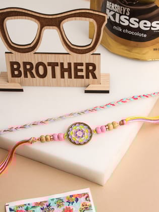 NVR Men Set of 2 Multicolor Artificial Stones & Beads Thread Rakhi Combo-One Size / Multicolor