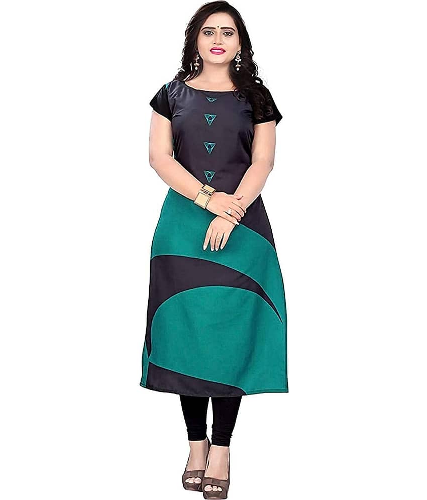 AK FASHION MALL Pack of 1 Crepe Printed Straight Women's Kurti - ( Multicolor )