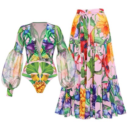 Helly swimsuit with skirt-S