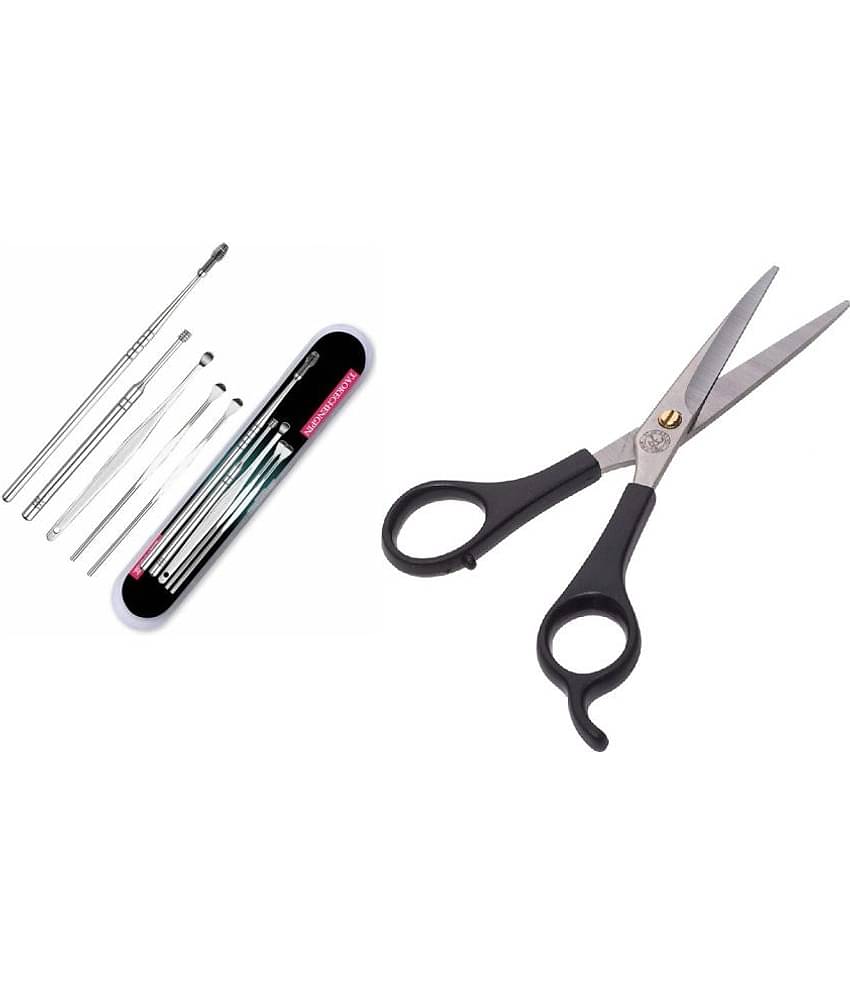 RTB 6 Needle Ear Wax Remover, Moustache Scissors 1 Pack of 2