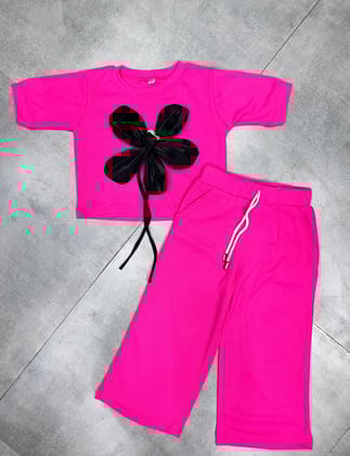 Girl's Hot Pink Oversize Causal Co-Ord  Set [GCS-2291](4-11 Years)-4-5Y (Size - 24) / Imported