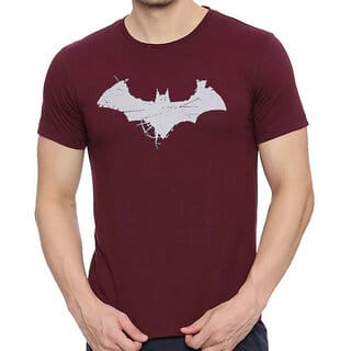HIT SQUARE Maroon Pure Cotton Round Neck Printed For Men