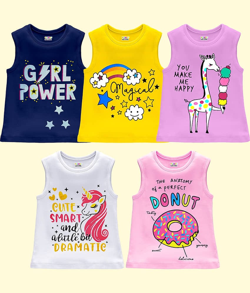 Kuchipoo Pack of 5 Girls Cotton Blend T-Shirt ( Multicolor 3 )